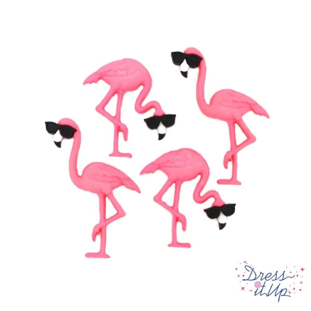 Think Pink Flamingos - Dress It Up Buttons - Jesse James